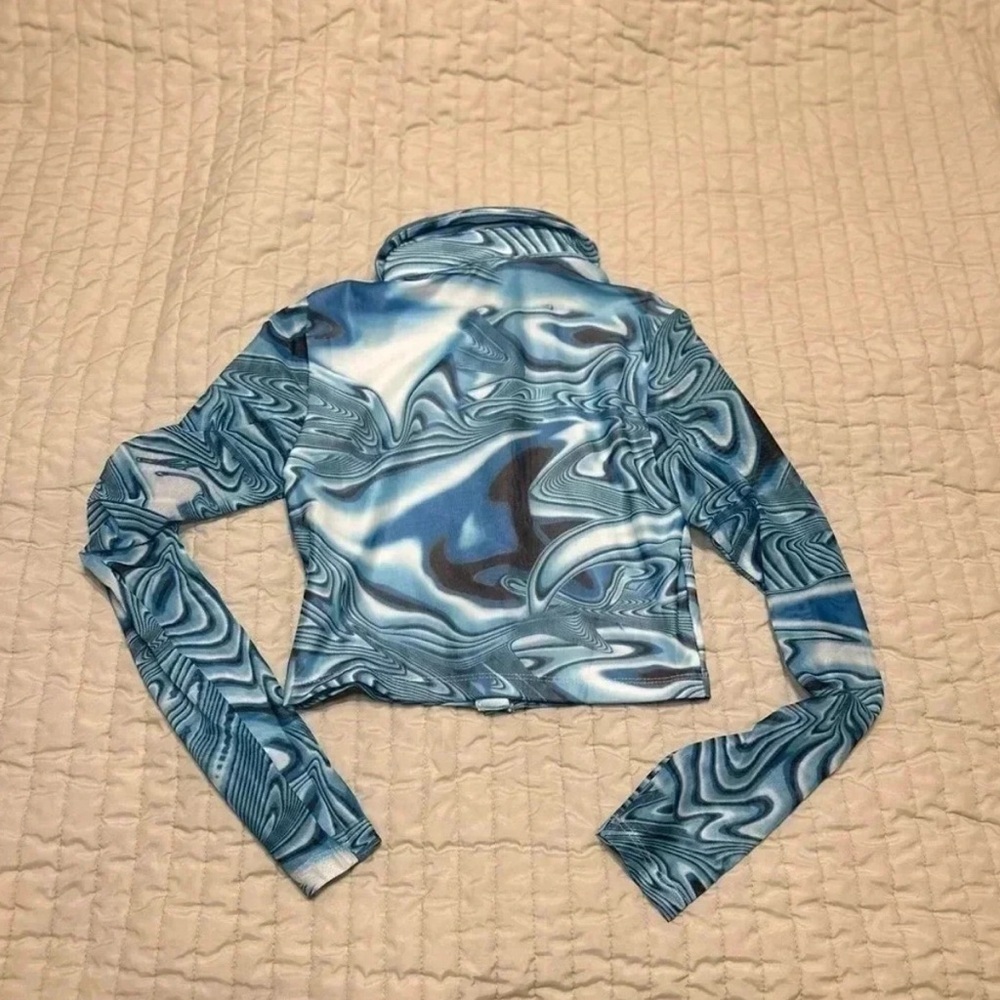 NEW! Princess Polly Alina Long Sleeve Top Blue and White Casual Blouse Shirt - Picture 4 of 7